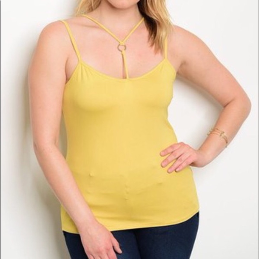 💠NEW💠Mustard Y-Neck Tank - Plus